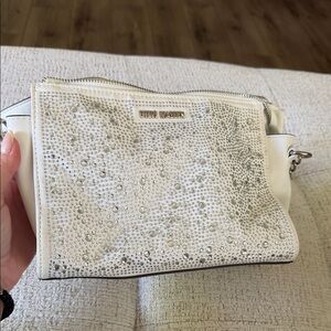 Steve Madden White Crystal-Embellished Crossbody Bag